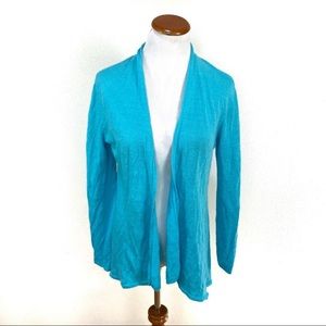 Eileen Fisher 100% Linen Robin Egg Blue Draped Cardigan Women's Sz‎ Small